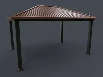 PBR Wooden Pergola Gazebo B4 Low-poly 3D model