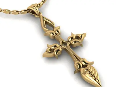 Ornamental Cross pendant 3D print model