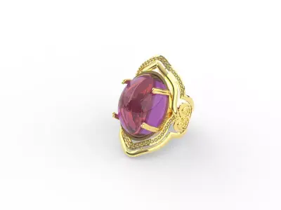 OVAL SHAPE RUBY RING 3D print model