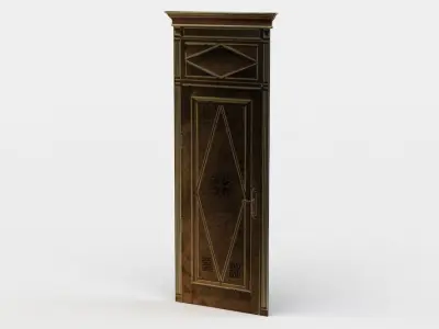 Door metal pole with wooden handle Low-poly 3D model