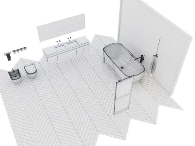 Bathroom furniture set Lunaria 3D model