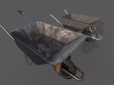 Wheelbarrow Construction Tool Prop PBR Textures GameReady Low-poly 3D model