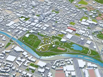 Boise Downtown Idaho USA Low-poly 3D model