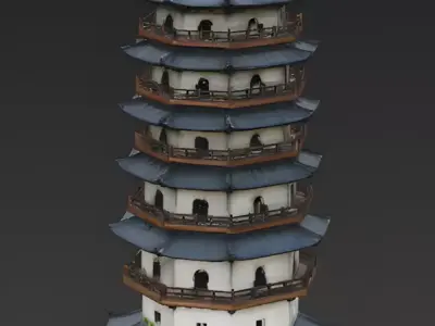 Ancient Multi-Tiered Chinese Pagoda 3D Model Low-poly 3D model