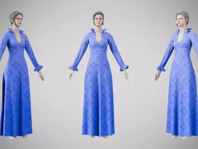 Dress 29 Very Light Blue With Design Low-poly 3D model