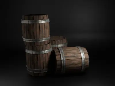 Game-Ready Barrel  PBR Textured Free 3D model