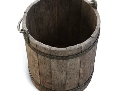 Old Wooden Bucket 3D model