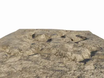 Abandoned WW1 battlefield Low-poly 3D model