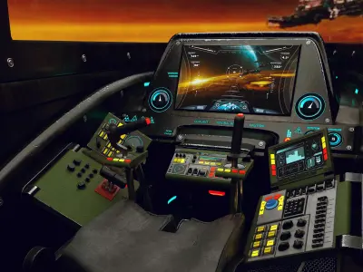 Sci-Fi Spaceship Cockpit  Detailed Control Panel  Game-Ready PBR 3D model