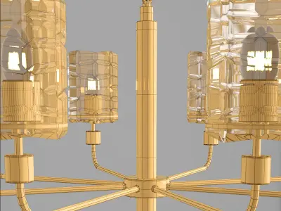 ALBERTA gold chandelier with clear glass shades 3D model