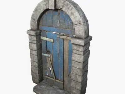 Medieval Wooden Door Low-poly 3D model