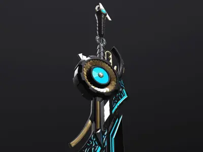 Sci-Fi Sword - UNTEXTURED Game Asset for VR AR Games Renders Low-poly 3D model