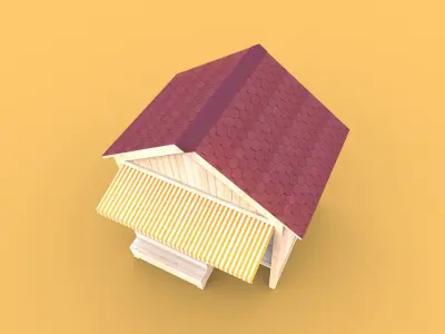 Wooden stand shed stall market version 1 3D model