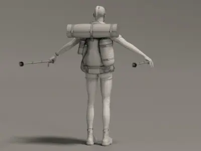  Female Hiker Animated HQ Editorial License 