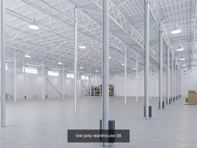 5 low poly interior warehouse Vol 2 3D Model Pack