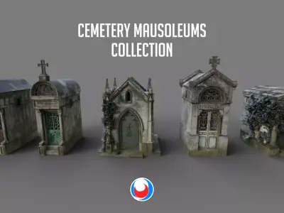 Cemetery Mausoleums Collection 3D Model Pack