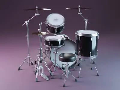 Drum Set Low-poly 3D model