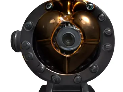 Steampunk Mechanical Heart Engine Model Low-poly 3D model