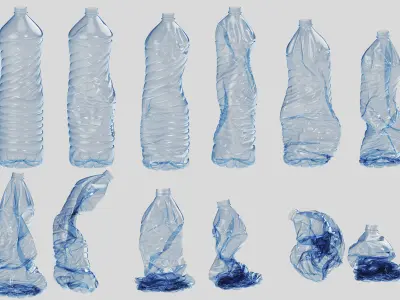 Crushed Plastic Bottle v5 3D model