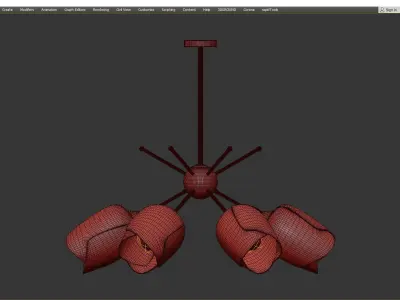 Ocean glass chandelier with brass fixtures Low-poly 3D model