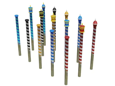 Venitian Poles - Pali Da Casada - Low poly PBR Low-poly 3D model