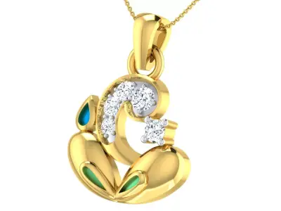 light weight yellow gold  diamond pendent -ZA PN 2153 3D print model