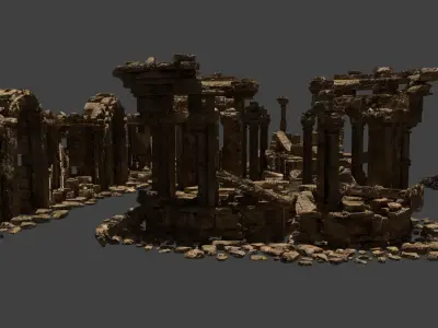 Architectural ruins Low-poly 3D model
