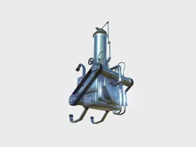 Steampunk Backpack 05 Chrome - Character Design Fashion Low-poly 3D model