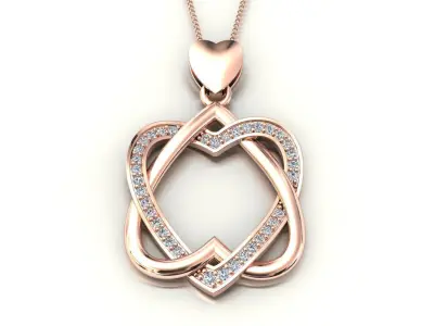 heart pendant diamond 3D print model