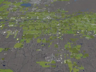 Oklahoma City 50x50km City Map Model 3D model