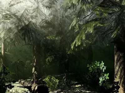 Northern Forrest Vegetation Low-poly 3D model