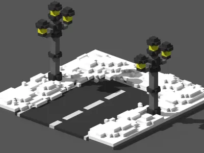 Xmas Road Voxel - 5 Low-poly 3D model