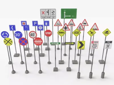 Road signs Pack  3D  model 3D model