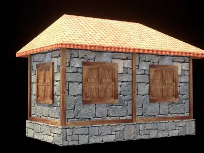 medieval house low poly village town residential game ready 4 Low-poly 3D model