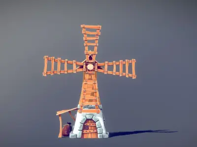 Windmill Stylized Low-poly 3D model