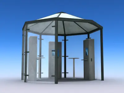 Multimedia Kiosk Low-poly 3D model