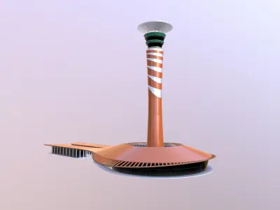 King Abdulaziz Airport Control Tower Low-poly 3D model