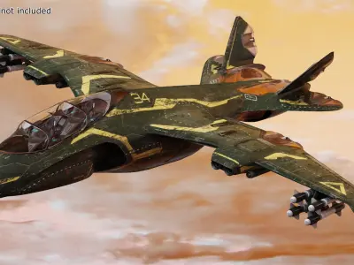 Futuristic Damaged Fighter Aircraft 3D model