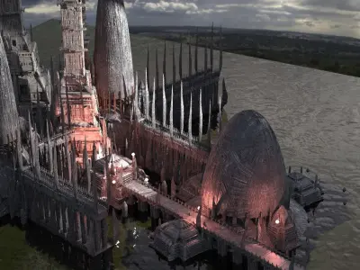 Sci fi Egyptian 2258 City Kit bash 3D model