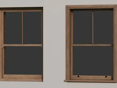 Small Sash Window Low Poly Game Ready PBR 4 Color Variants Low-poly 3D model