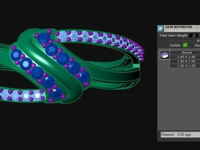 Diamond Jewelry Women Ring  Light Blue gem Cut 3D print model