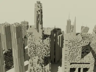 Sci-Fi buildings kitbash 3D model