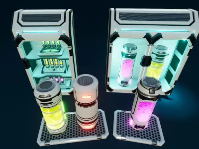 Sci Fi Laboratory Props Low-poly 3D model