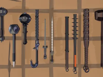 50 Low Poly Bludgeons Low-poly 3D model