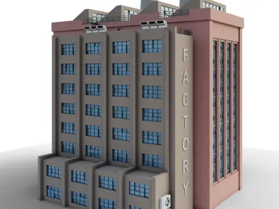 Factory Low-poly 3D model 2