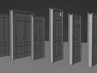Door Set Stucco Interior and Exterior 3D model