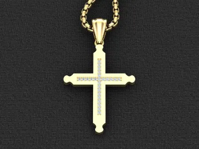 High Cross Pendant Light Gold 18K 3CP087 3D model