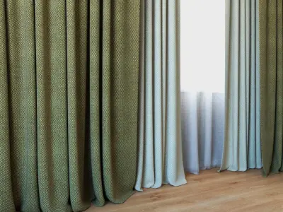 Curtains 03 Canvas curtains and tulle 3D model