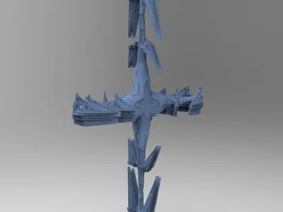 Sci-Fi Ocean Tech ship barrior ship ruin 3 3D model