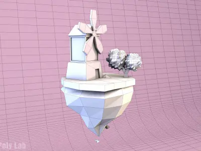 Cartoon Mill Low-poly 3D model